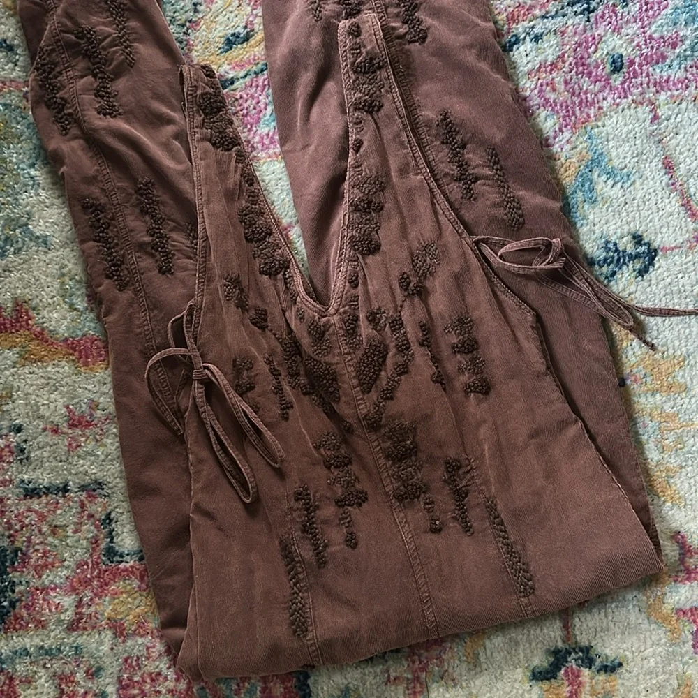 Free People Where I'm Going Embroidered Corduroy One-Piece - Picture 4 of 5